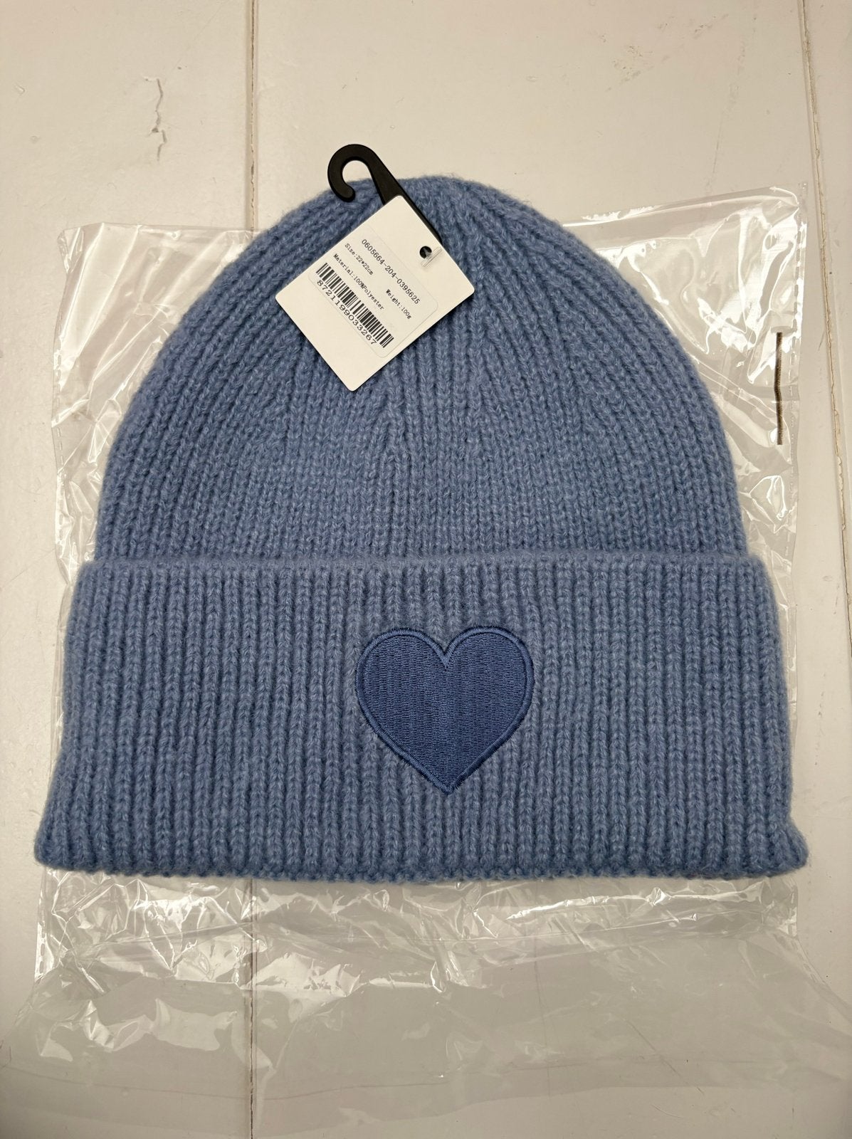 Lichtblauwe Beanie Muts met Hartje, Verzenden, Nieuw, Muts