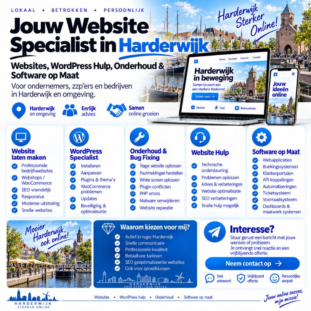 Website Laten Maken & WordPress Hulp Harderwijk, Vacatures, Vanaf 3 jaar, Geschikt als bijbaan, Freelance of Uitzendbasis, 33 - 40 uur