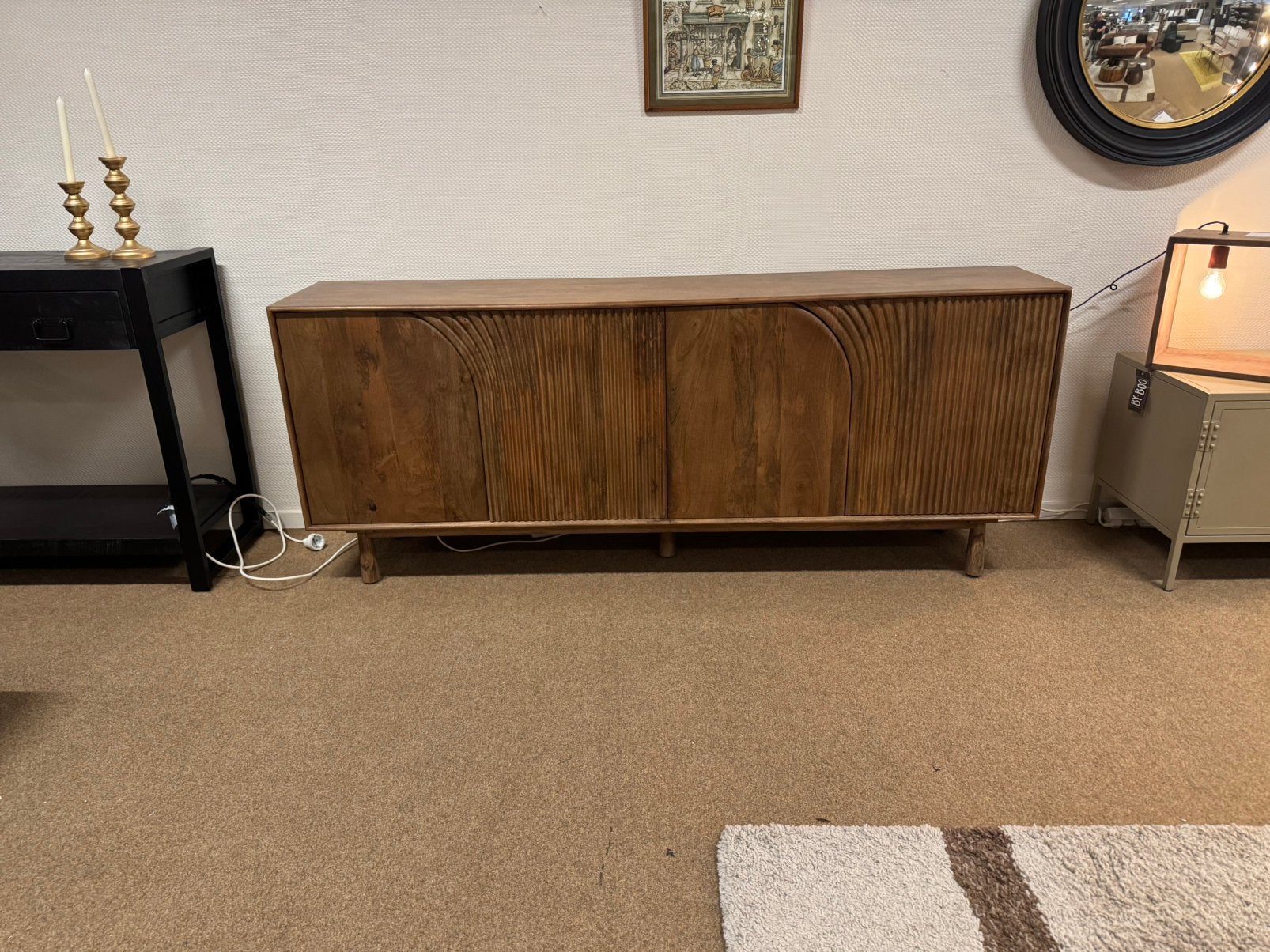 Dressoir 4 drs 200 mangohout Direct/Leverbaar E-7413, Ophalen, Met deur(en), #Dressoir#4-Deurs#Mangohout#Accenten#Kasten, 150 tot 200 cm