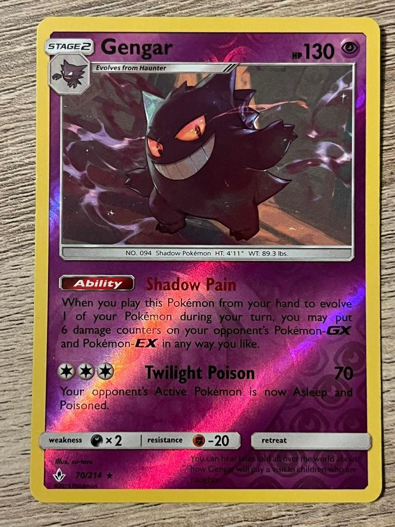 Gengar - Reverse - Unbroken Bonds - (70/214) - Pokemon Kaart, Ophalen of Verzenden, Zo goed als nieuw