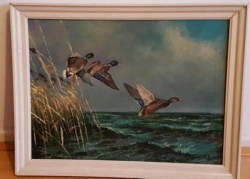 Schilderij Fred Frauenfelder wegvliegende eenden., Antiek en Kunst, Ophalen