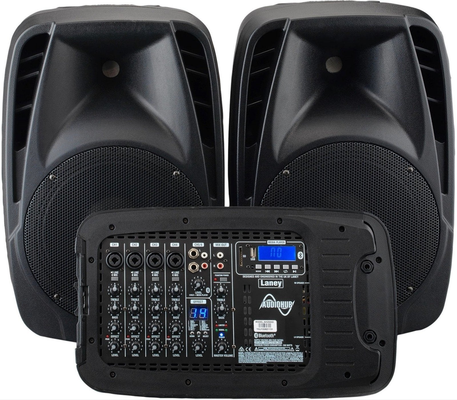 Laney AH2500d Actieve 1000 watt PA-set met speakers + mixer, Ophalen of Verzenden, Zo goed als nieuw, 500 tot 1000 watt, P.A.