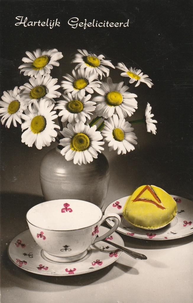 GEFELICITEER GEBAK MARGRIET  UIT 1960 ZEER MOOIE KAART KL939, Ophalen of Verzenden, 1940 tot 1960, Gelopen, Feest(dag)