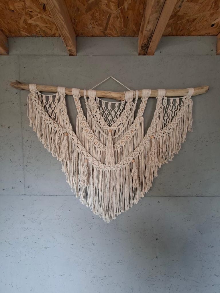 Nieuwe handgemaakte macrame wandkleed beige, Ophalen of Verzenden, Nieuw
