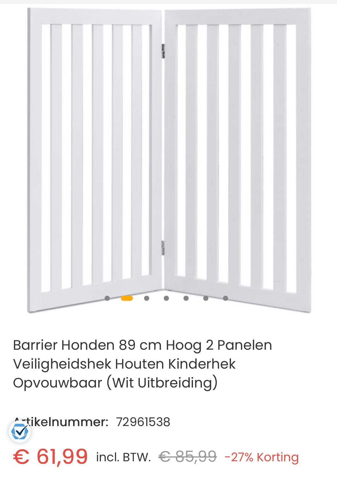 ZGAN wit opvouwbaar honden of kinderhek 2-delig, Ophalen, Zo goed als nieuw, 115 cm of meer, Oprolhekje