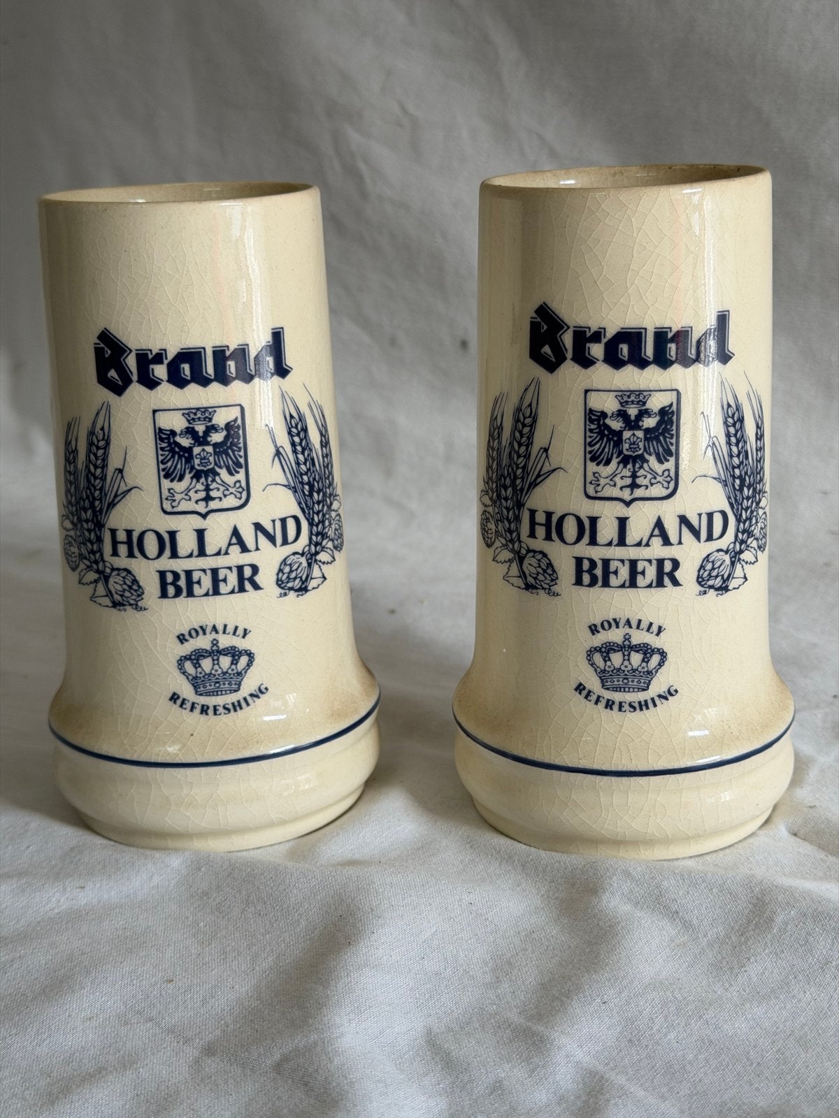 Set van 2 Vintage Brand Bier Steins - Handgemaakt Holland, Ophalen of Verzenden
