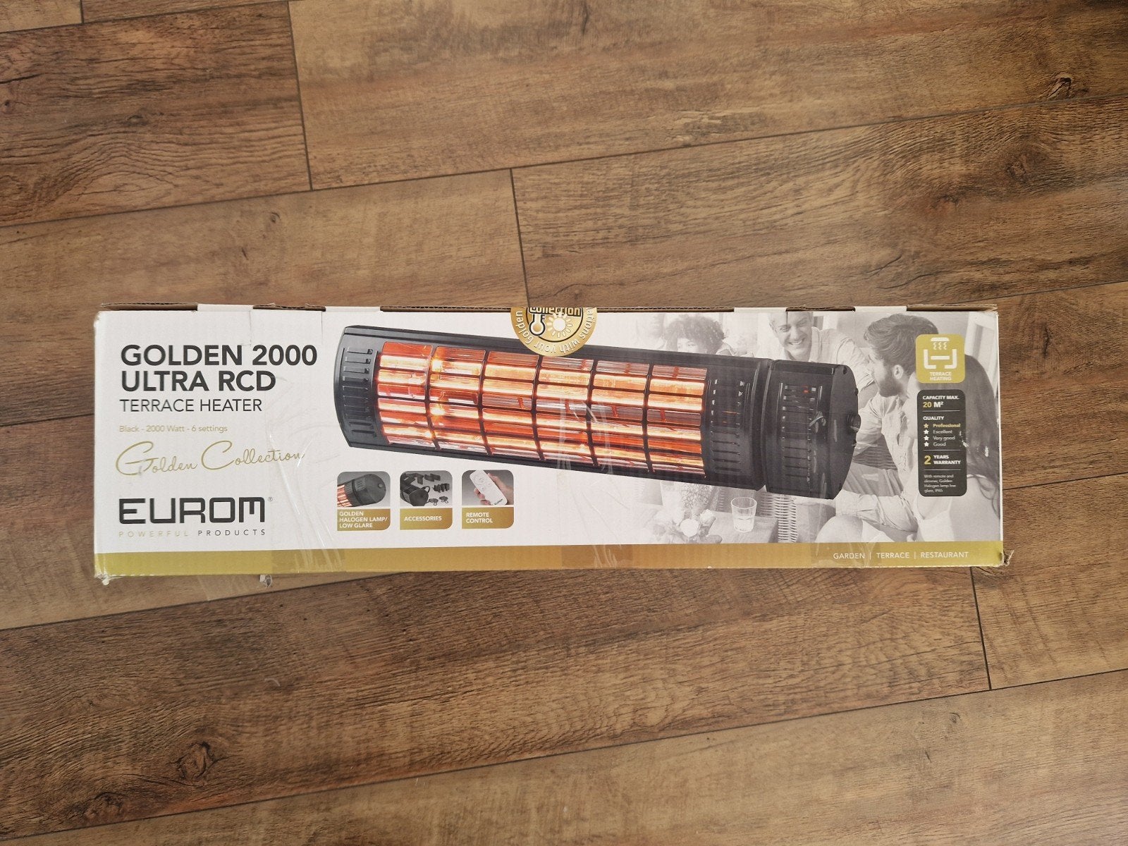 Eurom Golden 2000 Ultra RCD Terrasverwarmer, Ophalen, Nieuw, Elektrisch, Wand
