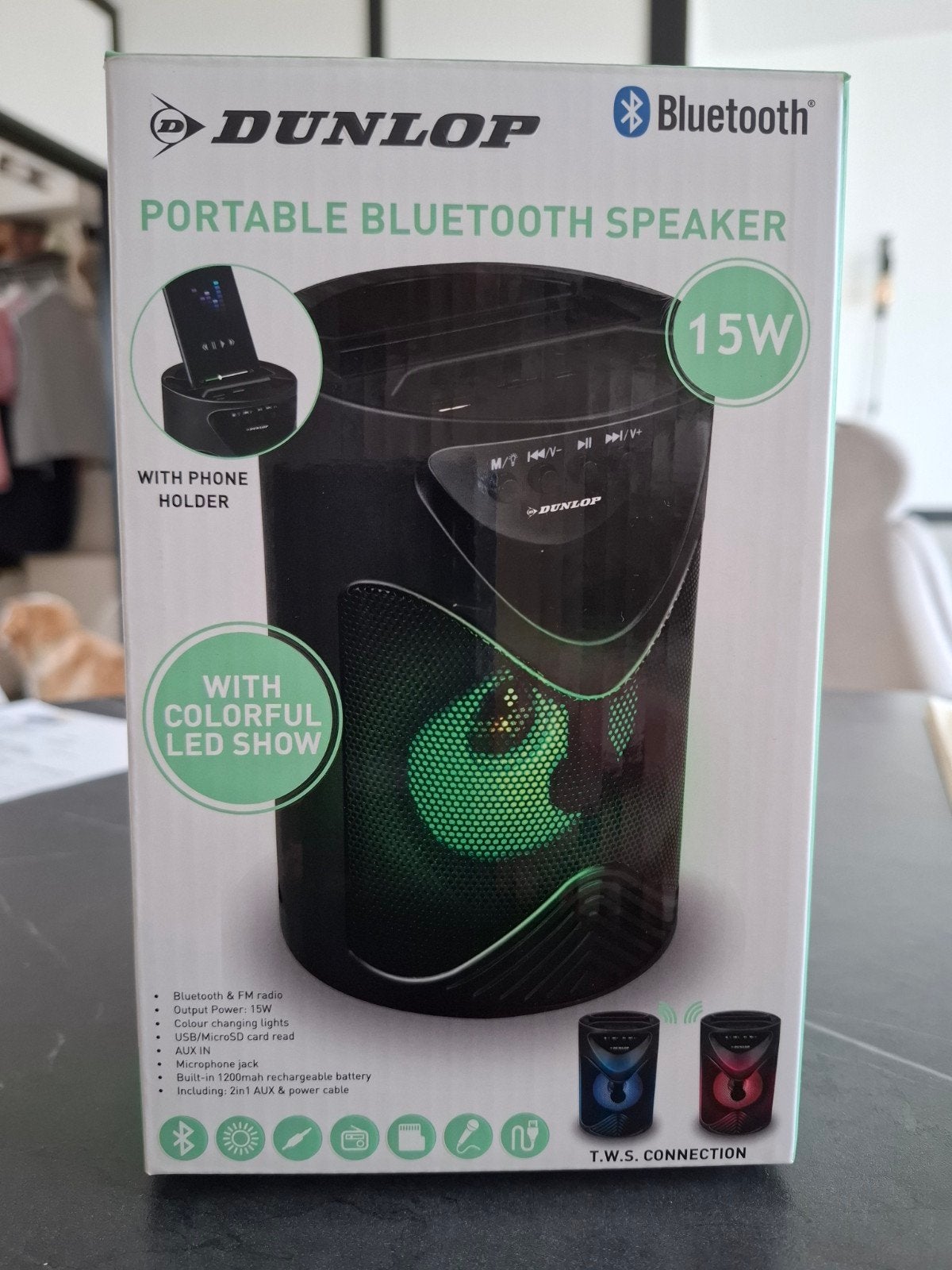 Dunlop Draagbare Bluetooth Speaker met LED Licht en Radio, Nieuw, Minder dan 60 watt, Ophalen, Overige merken