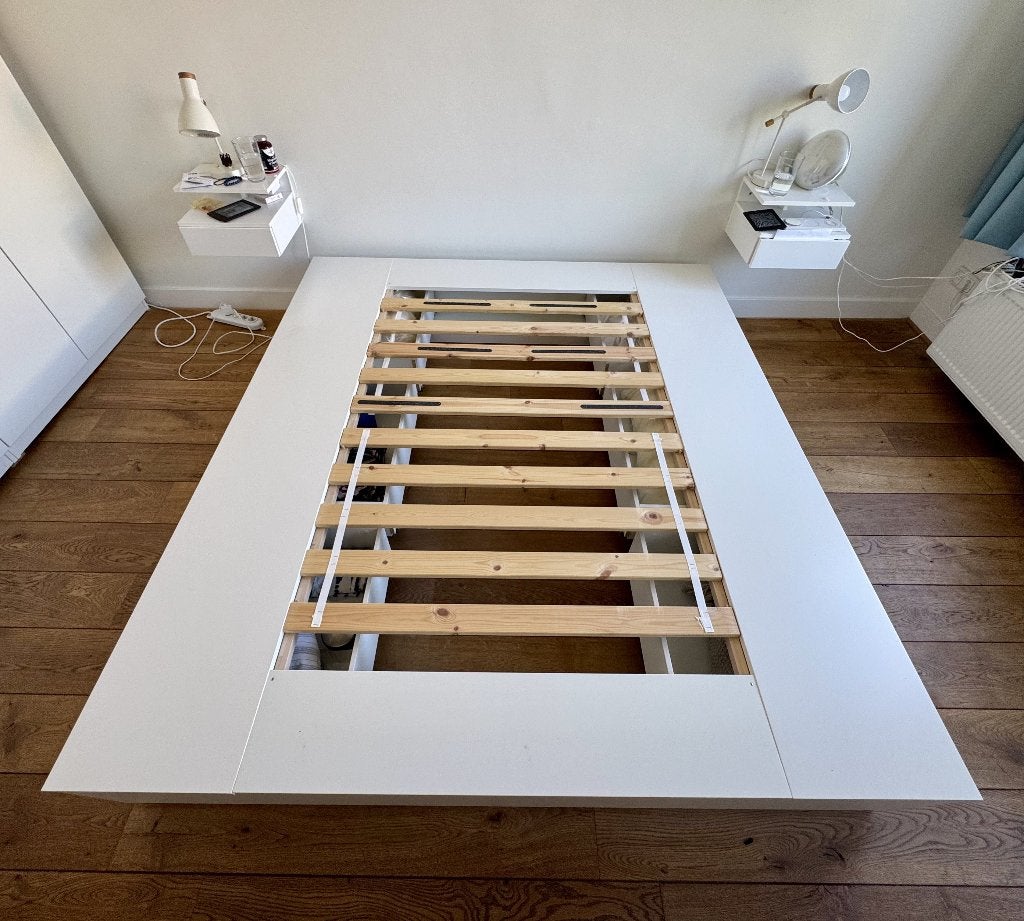 IKEA NORDLI bed 180x200, Ophalen, Wit, Tweepersoons, Zo goed als nieuw
