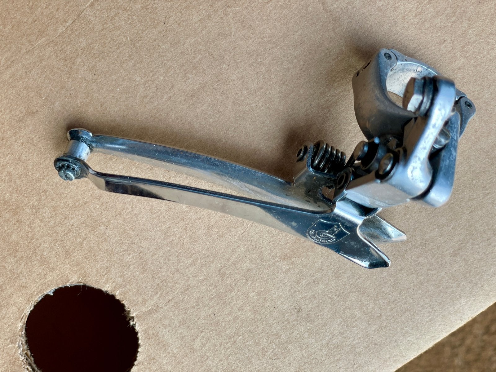 Campagnolo voorderailleur met klemring, Verzenden, Zo goed als nieuw, Aluminium