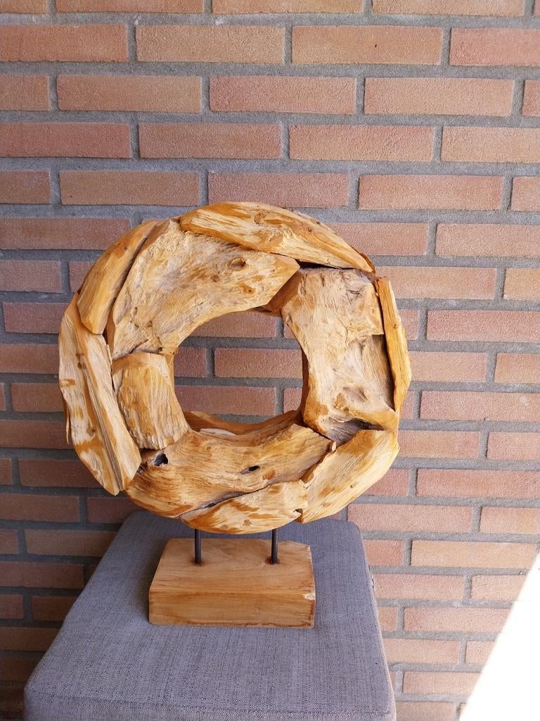 Twee teakhouten ornamenten, Ophalen of Verzenden, Zo goed als nieuw