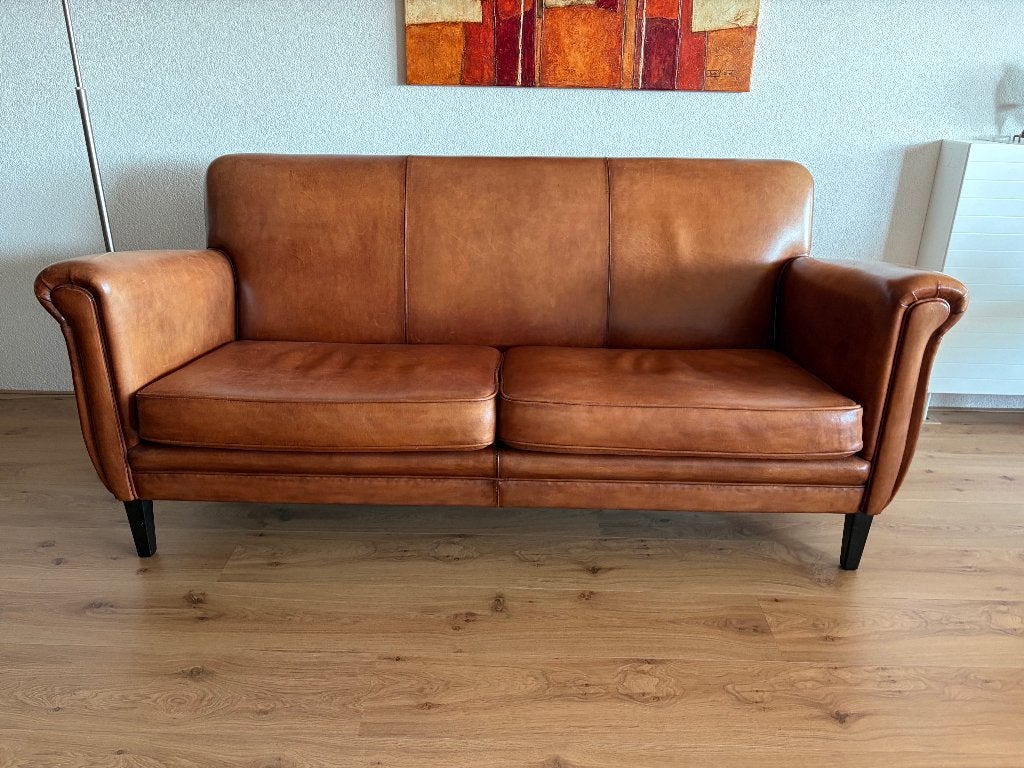 Schapenleren bankstel, Ophalen, Overige maten, 150 tot 200 cm, Rechte bank