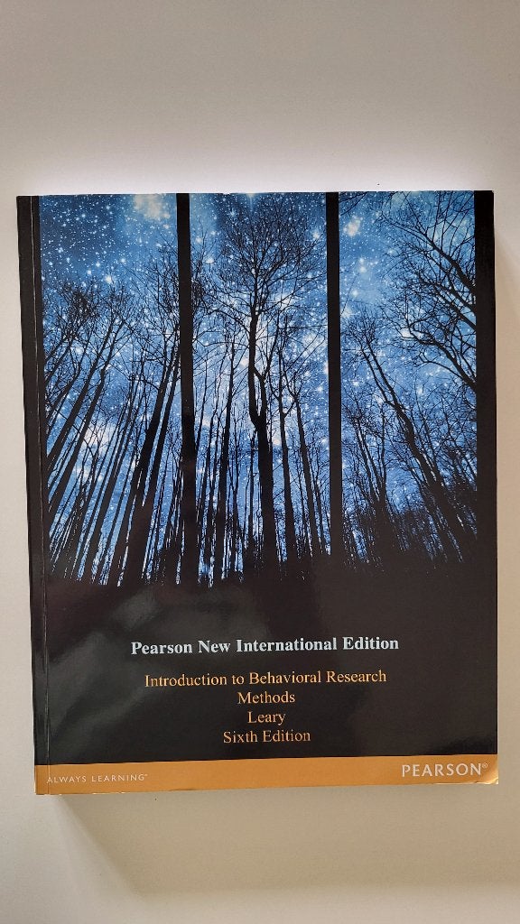Leary: Introduction to Behavioral Research Methods, 6th ed., Leary, Ophalen of Verzenden, Beta, WO