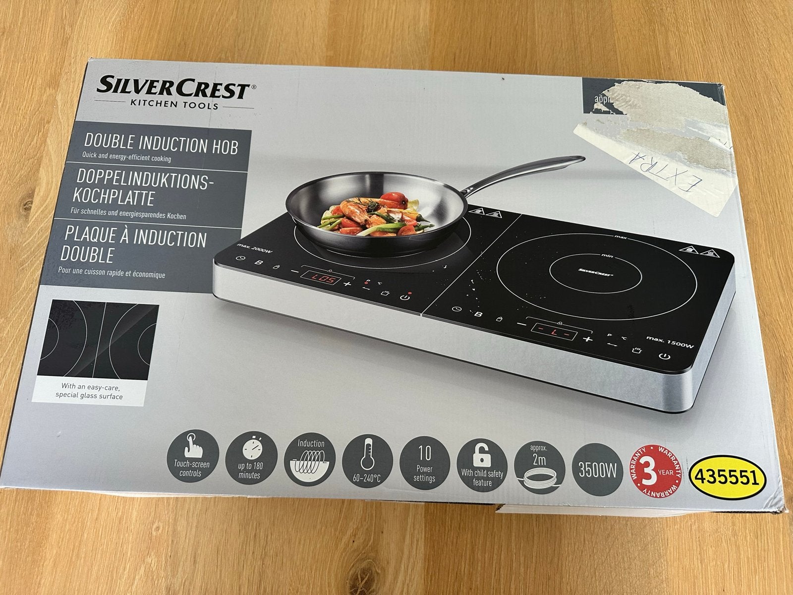 SilverCrest Dubbele Inductiekookplaat SDI 3500 E1, Witgoed en Apparatuur, Kookplaten, Zo goed als nieuw, Vrijstaand, Inductie