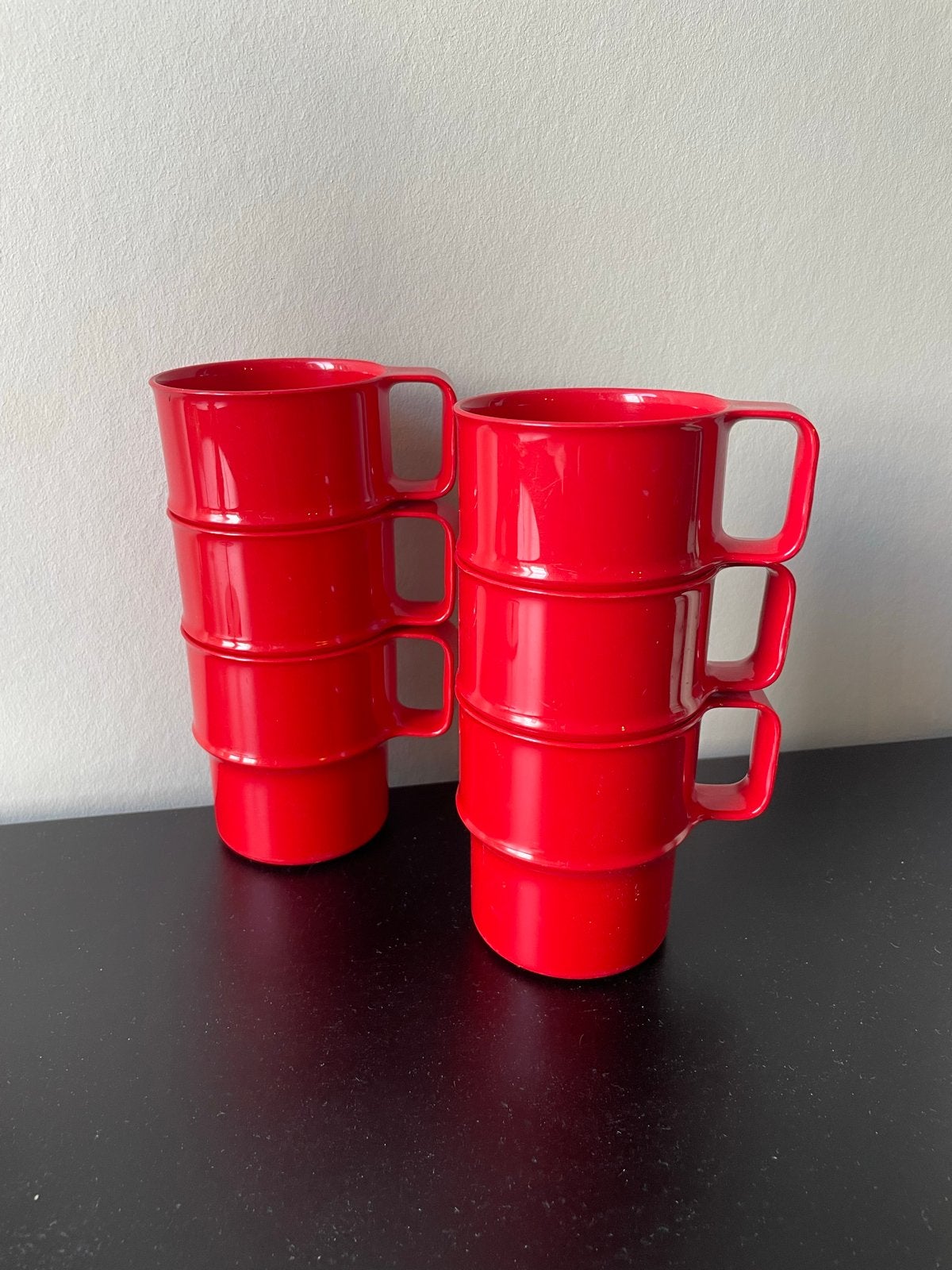 Rosti Mepal Retro Bekers - Set van 6, Kunststof, Ophalen of Verzenden, Rood, Overige merken