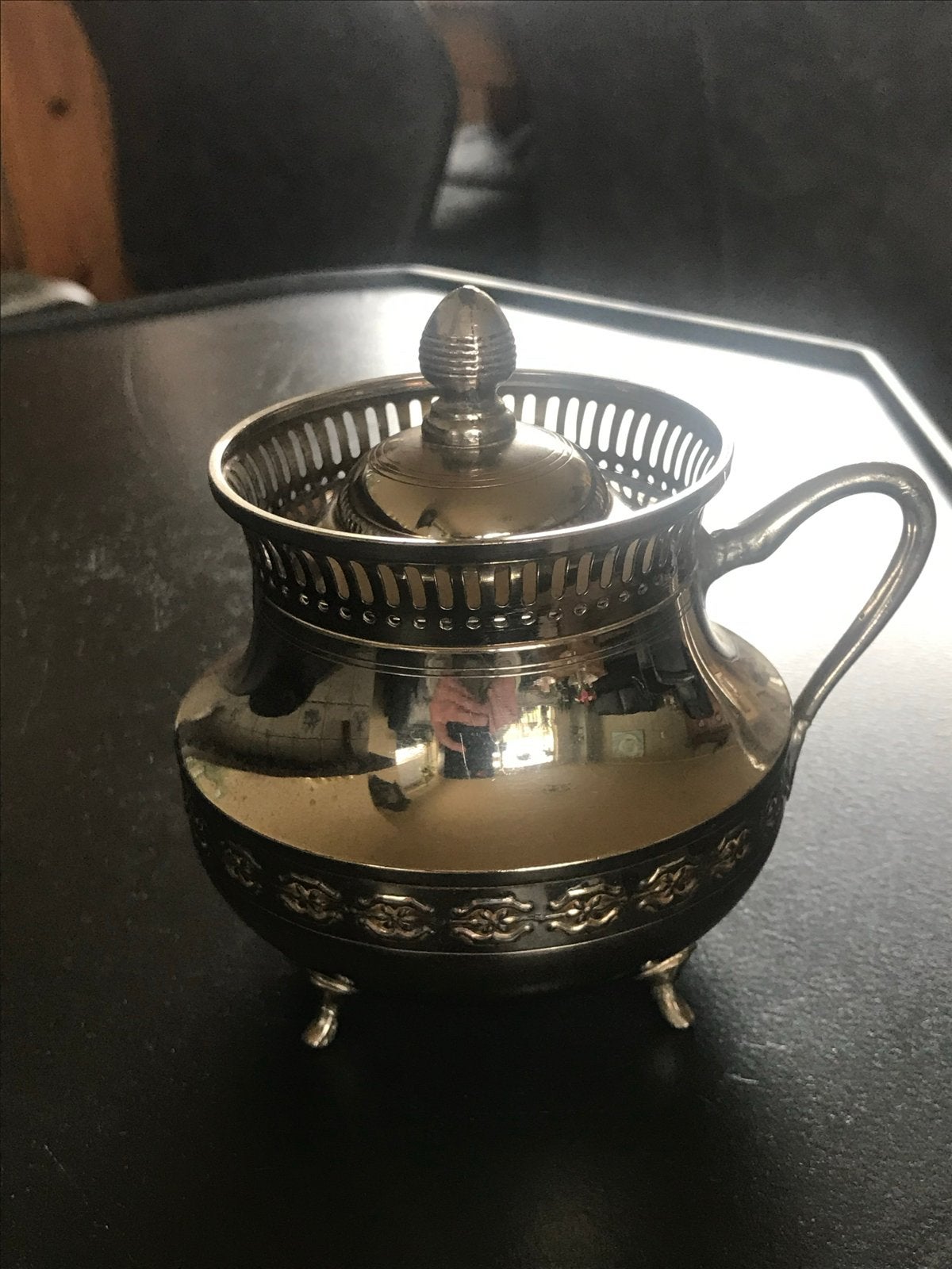 Antieke Suikerpot met Deksel en Handvat, Ophalen