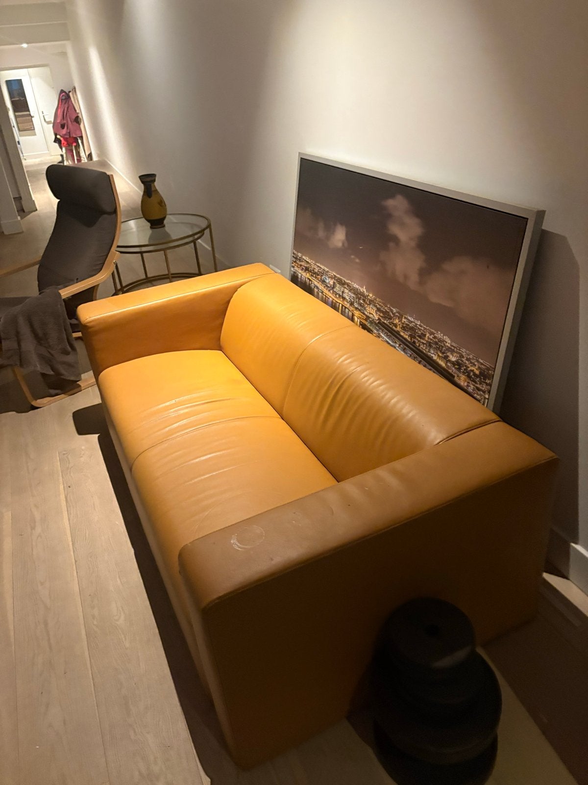 IKEA tweepersoonsbank - Geel leer, 282 ikea, Gebruikt, Imea, Ikea
