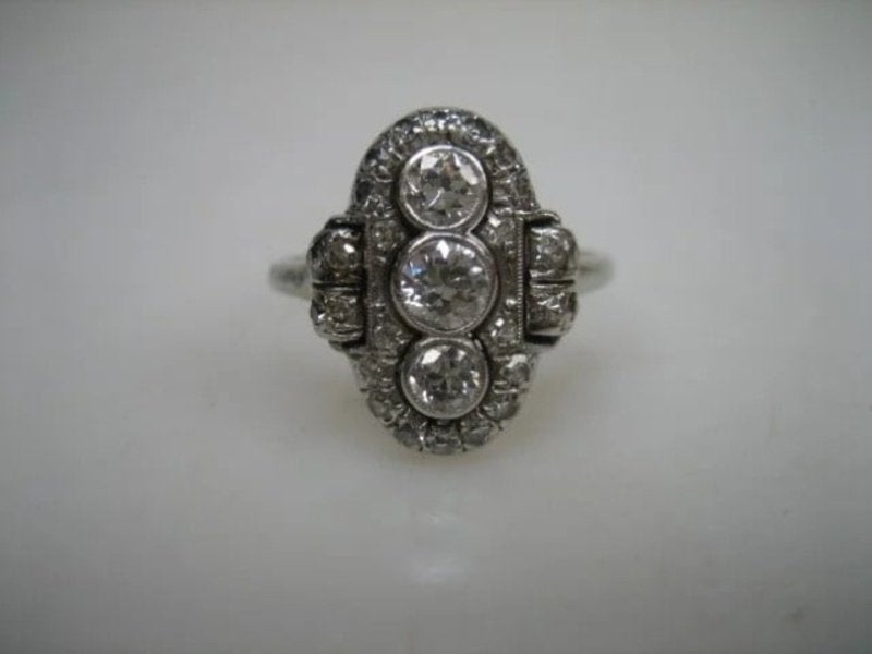 Antieke gouden Prinsessen ring top Briljanten uit ca.1922, Sieraden, Tassen en Uiterlijk, Verzenden, Goud, Ring, Met edelsteen