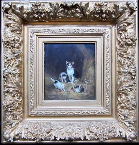 ==Ludwig Sellmayr 1834 – 1901==poezenfamilie==, Antiek en Kunst, Kunst | Schilderijen | Klassiek, Ophalen of Verzenden