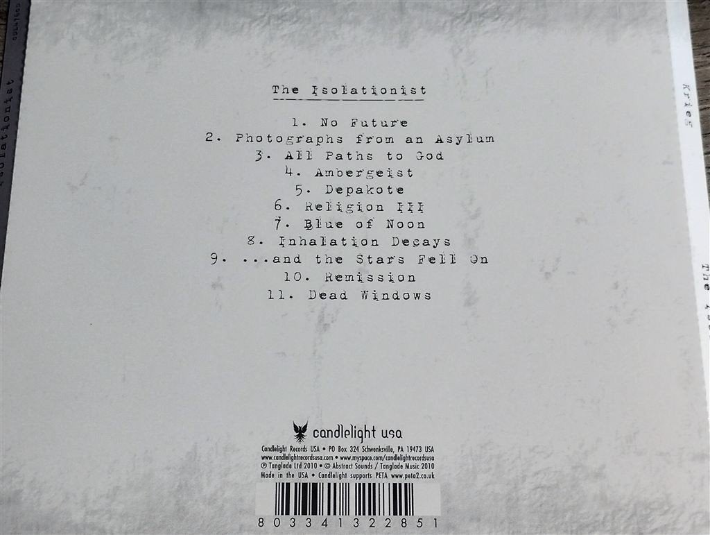Krieg - The Isolationist, Ophalen of Verzenden, Zo goed als nieuw