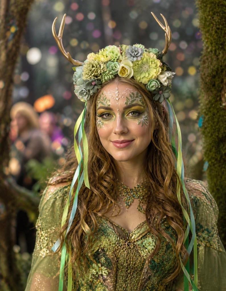 Haarbeugel met gouden gewei en bloemen Bloemfetti, Kleding | Dames, Carnavalskleding en Feestkleding, Ophalen of Verzenden, Nieuw