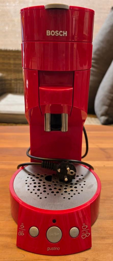 Vintage Bosch Gustino Koffiepadmachine Rood, Witgoed en Apparatuur, Koffiezetapparaten, Koffiepads en cups, Gebruikt, Koffiemachine