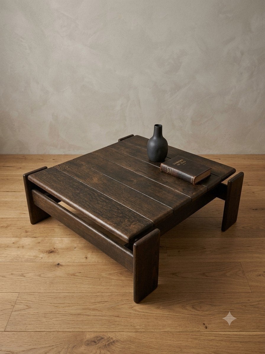 Vintage mid century brutalist salontafel, Ophalen, 50 tot 100 cm, 50 tot 100 cm, Zo goed als nieuw