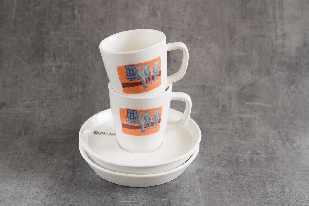 2x originele Palmer kop en schotel - Piet Stockmans, Ophalen, Zo goed als nieuw, Overige stijlen, Kop(pen) en/of Schotel(s)