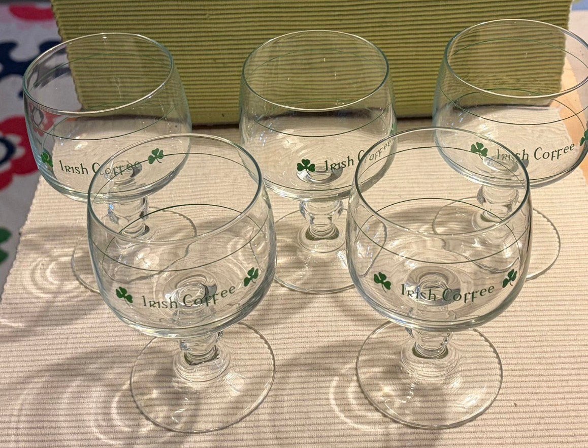 Set van 5 irish coffee glazen, Ophalen of Verzenden, Zo goed als nieuw, Overige typen