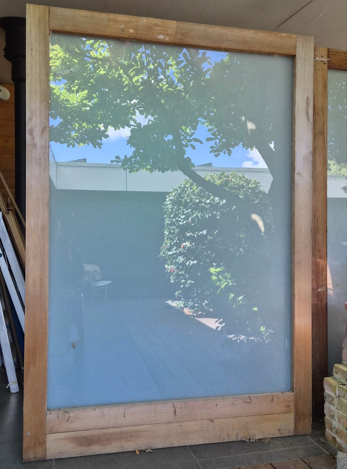 Red Cedar Houten Deuren met Melkwit Glas (Gratis Afhalen), Ophalen, Gebruikt, 120 cm of meer, Binnendeur