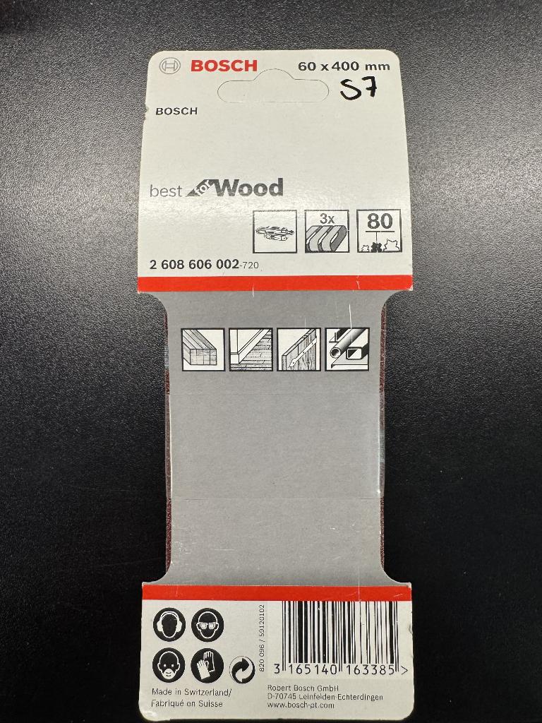 Bosch Schuurbanden 60 x 400 mm – Korrel 80 – 3 stuks, Ophalen of Verzenden, Nieuw, Minder dan 600 watt, Bandschuurmachine