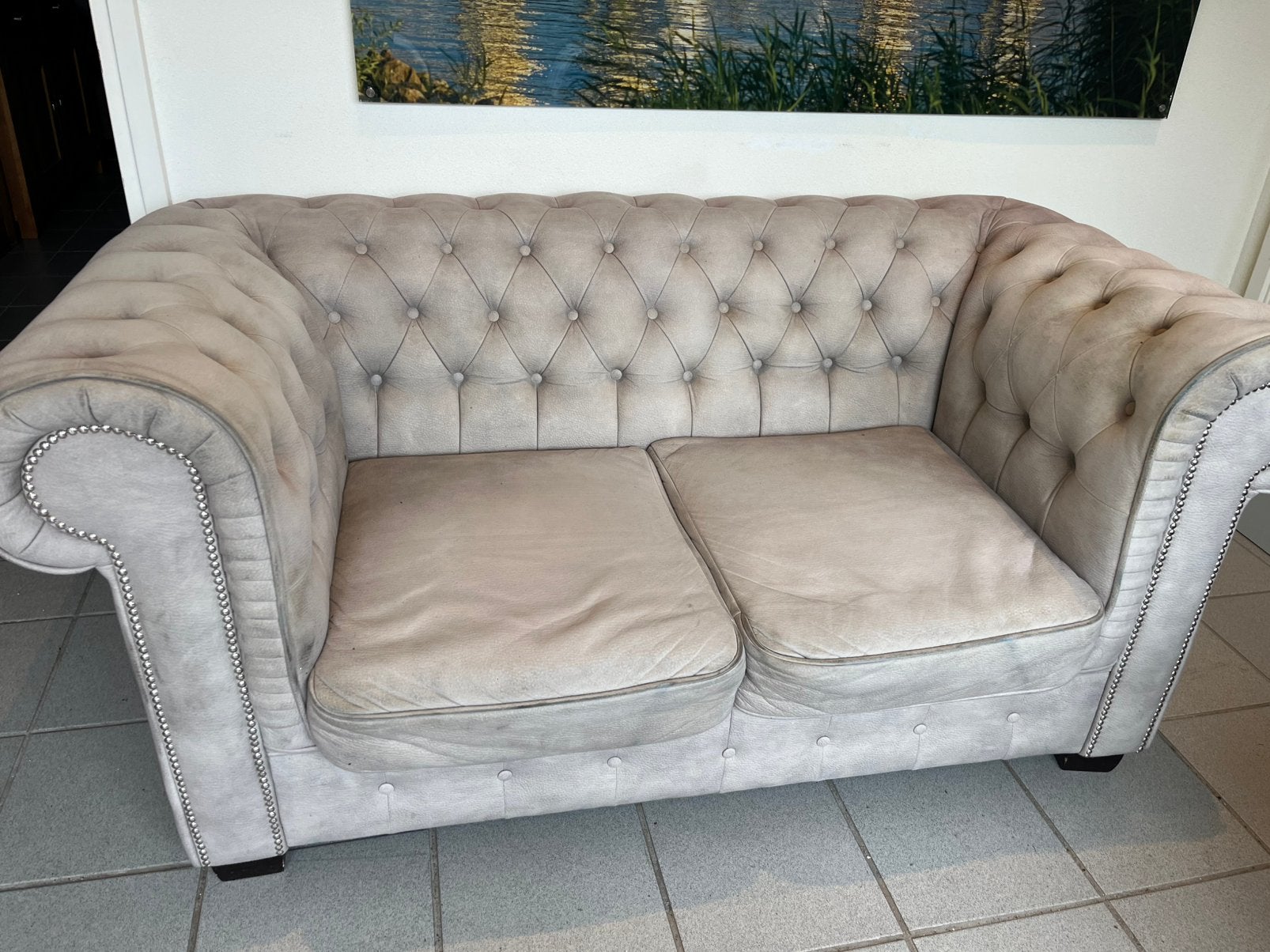 2 zits bank chesterfield, Ophalen, 150 tot 200 cm, Tweepersoons, 75 tot 100 cm