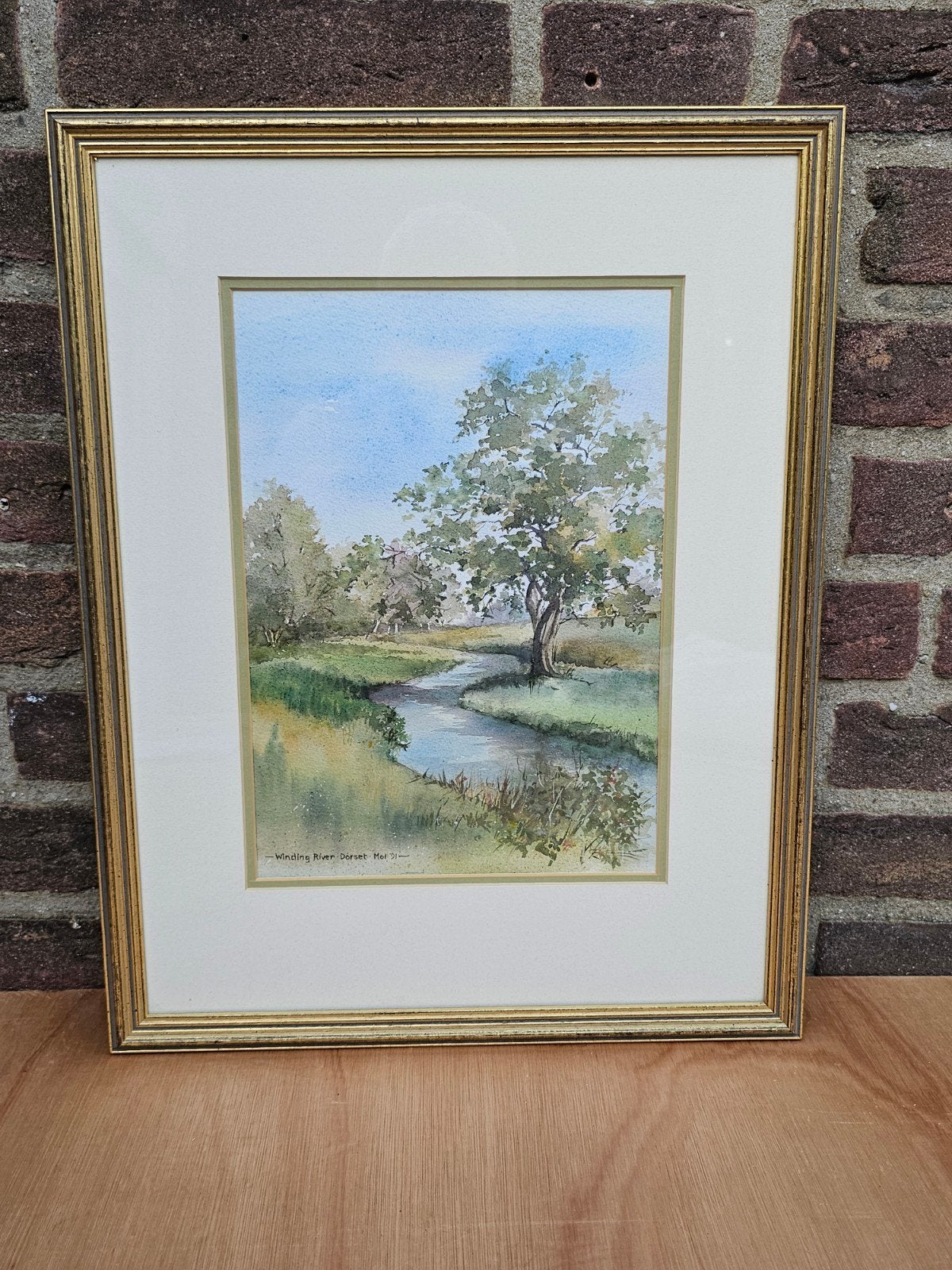 Originele Engelse aquarel Moira Grice – Winding River Dorset, Ophalen of Verzenden