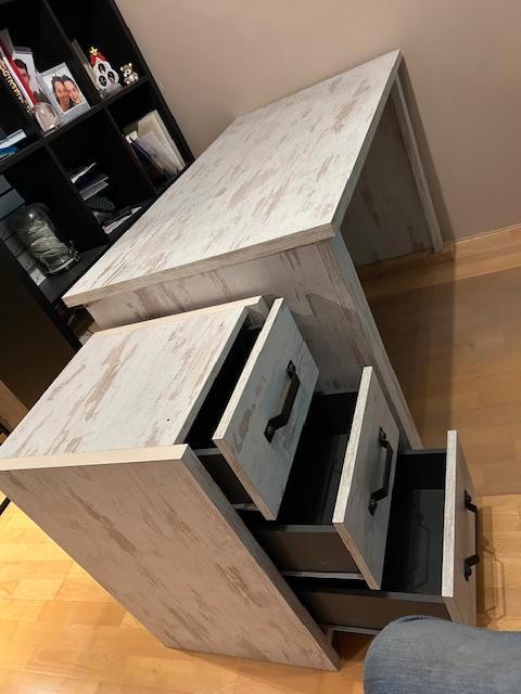bureau white wash inclusief ladenblok, Ophalen, 120 cm, Spaanplaat of MDF, Vintage