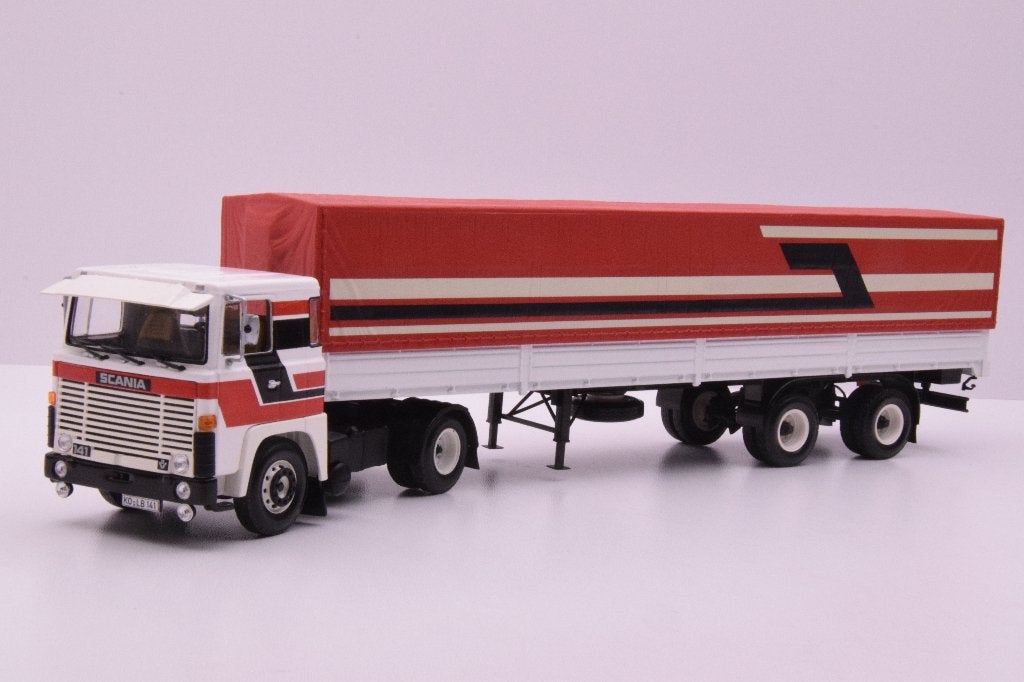 Scania 141-V8  met huifoplegger  ' Minichamps ''
