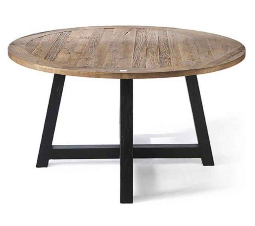 Nieuw Riviera Maison eettafel Canyamel poten zwart, 100 tot 150 cm, Rond, Nieuw, 50 tot 100 cm