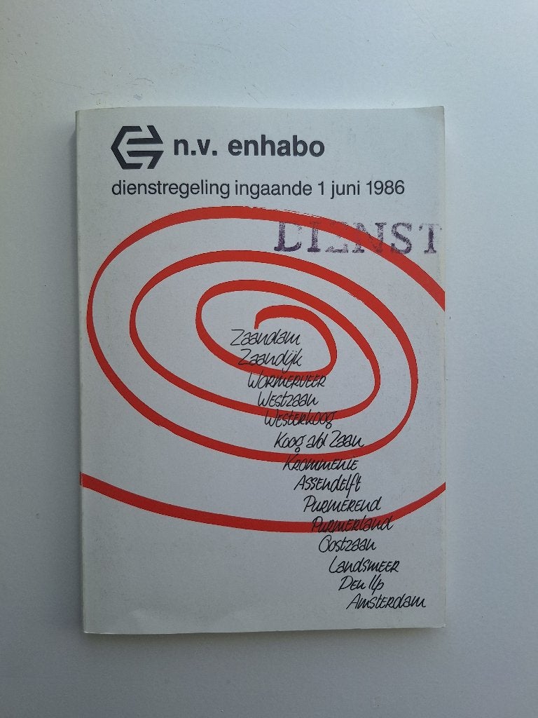 ENHABO ZAANDAM DIENSTREGELING INGAANDE - 1 JUNI 1986, Ophalen of Verzenden, Gebruikt, Bus of Metro, Boek of Tijdschrift