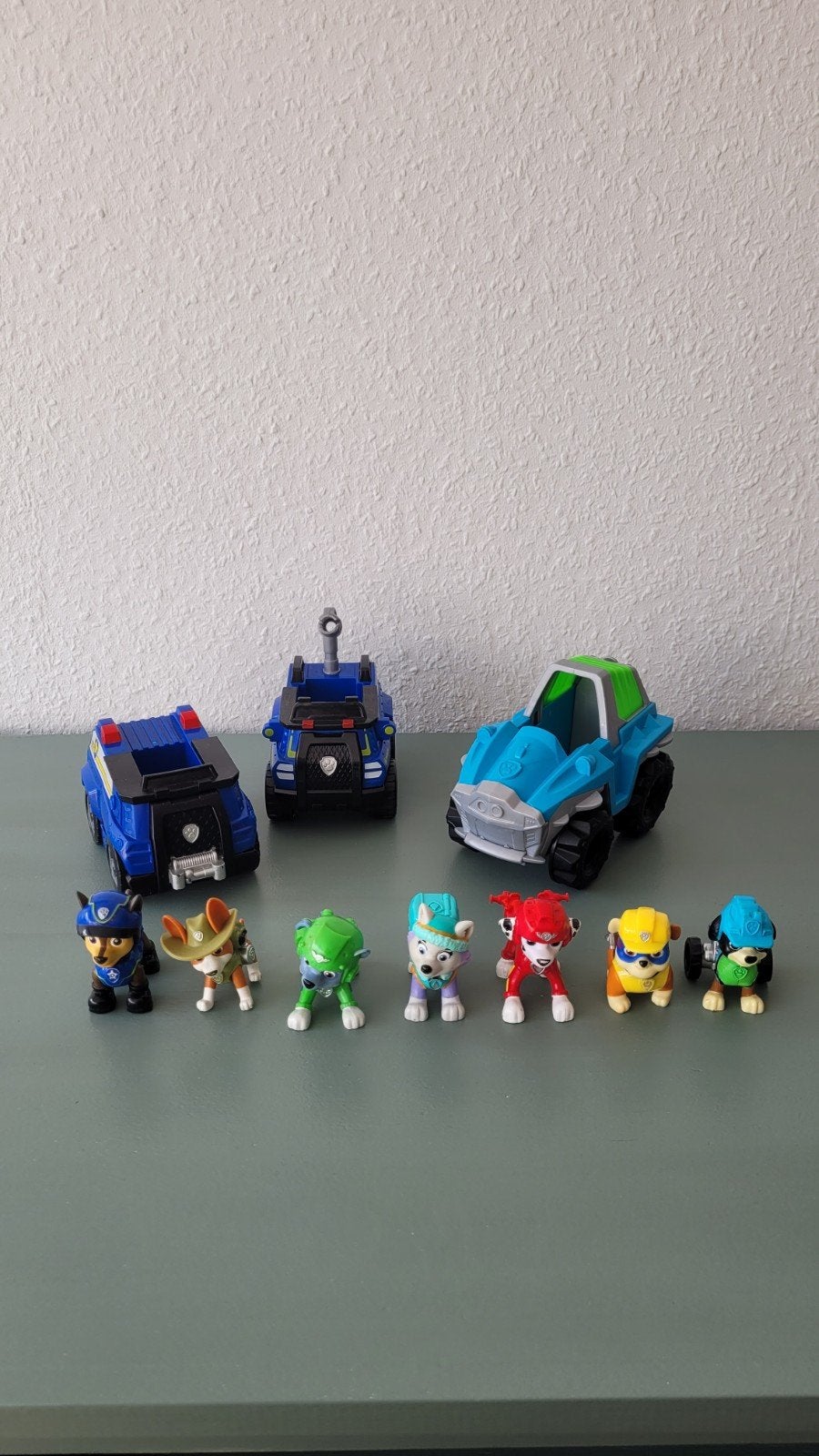 Grote Paw Patrol set: 7 pups en 3 voertuigen, Ophalen, Zo goed als nieuw
