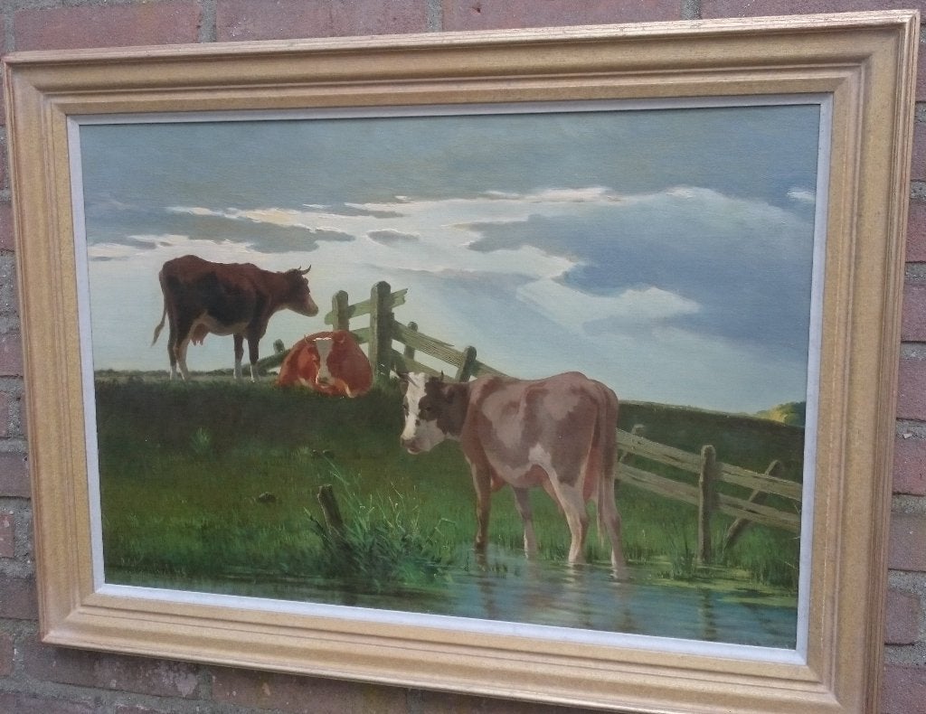 Cornelis Westenbeek sr , 1844-1903, Paneel, Realistisch, Dieren, Ophalen of Verzenden