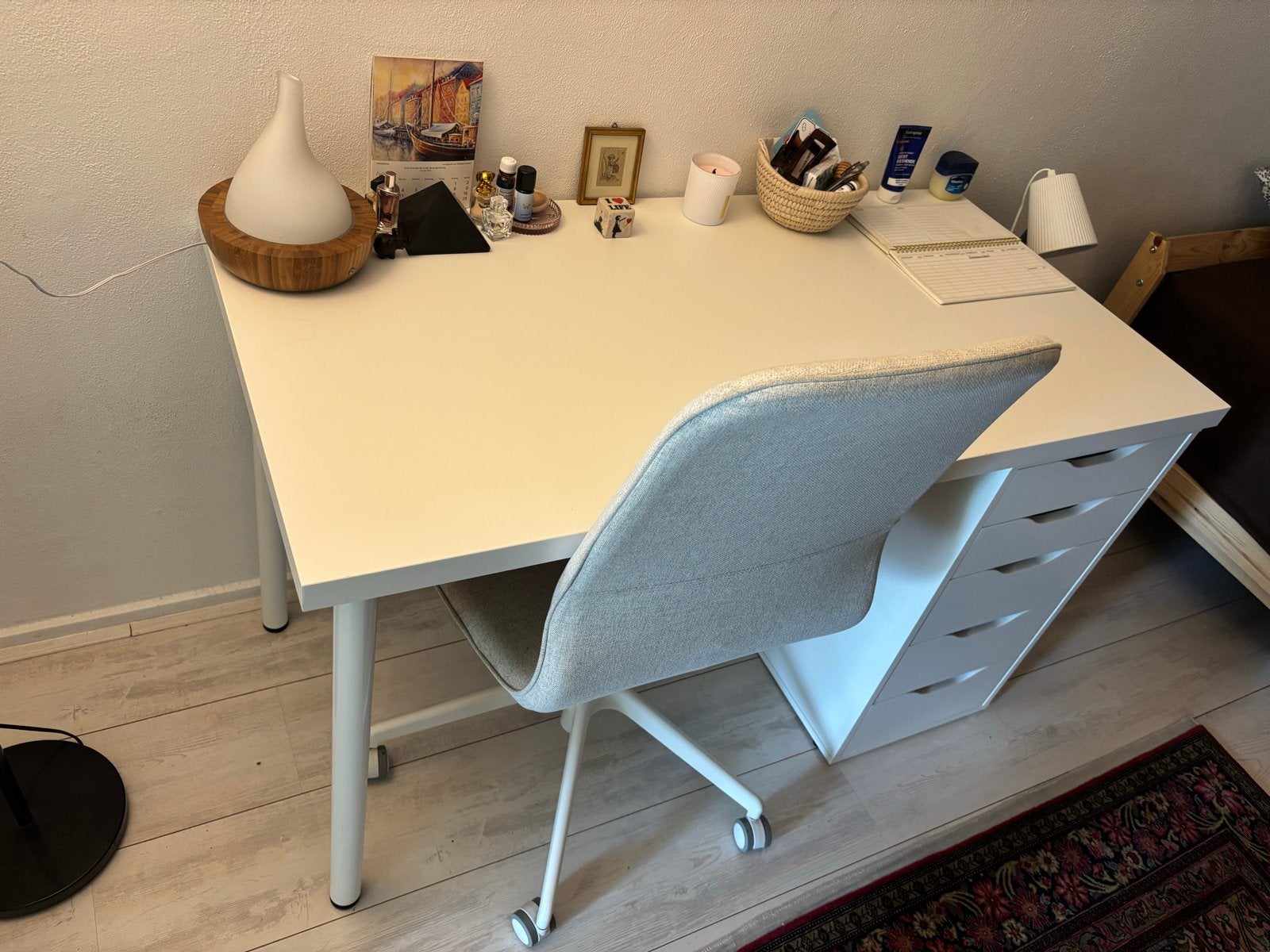 IKEA LAGKAPTEN / ALEX Bureau wit 120x60 cm, Ophalen, Met lades, Spaanplaat of MDF, Zo goed als nieuw