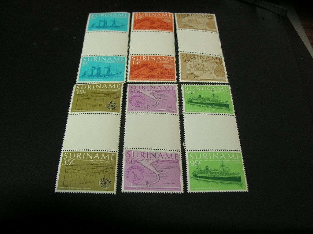 Suriname 1977 stoomboot verbindingen brugparen, Postzegels en Munten, Verzenden, Postfris