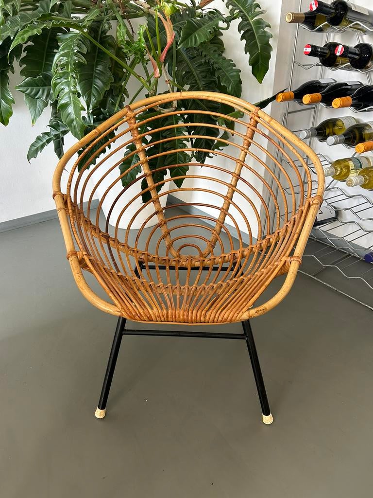 Vintage Tiki Ibiza Fifties Rotan stoel, Ophalen of Verzenden
