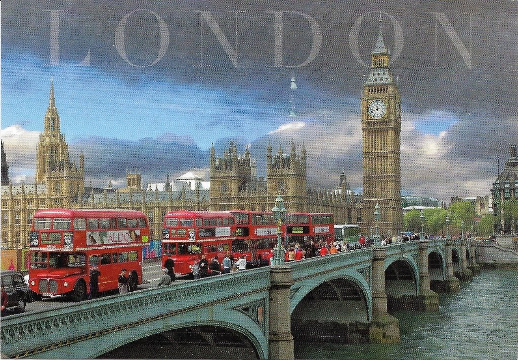 Ansichtkaart  London 	Westmisterbridge & dubbeldekker bussen, Verzenden, 1980 tot heden, Gelopen, Engeland