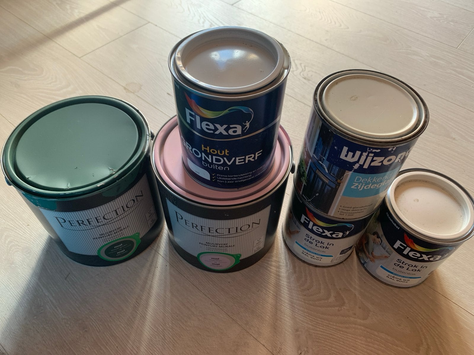 Diverse verf en lak: Flexa, Perfection, Wijzonol, Ophalen, Gebruikt, Overige kleuren, Verf