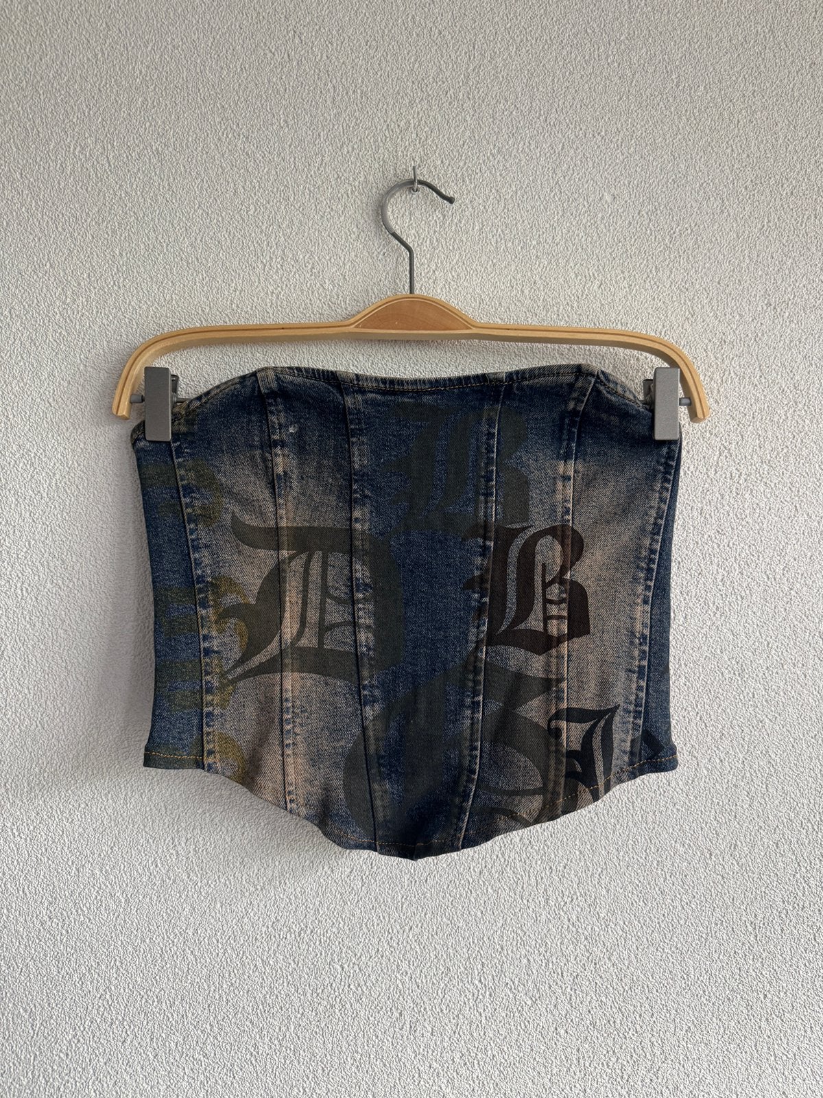 Urban Outfitters Y2K denim korset top met print, Kleding | Dames, Urban Outfitters, BDG, Blauw, Maat 42/44 (L)