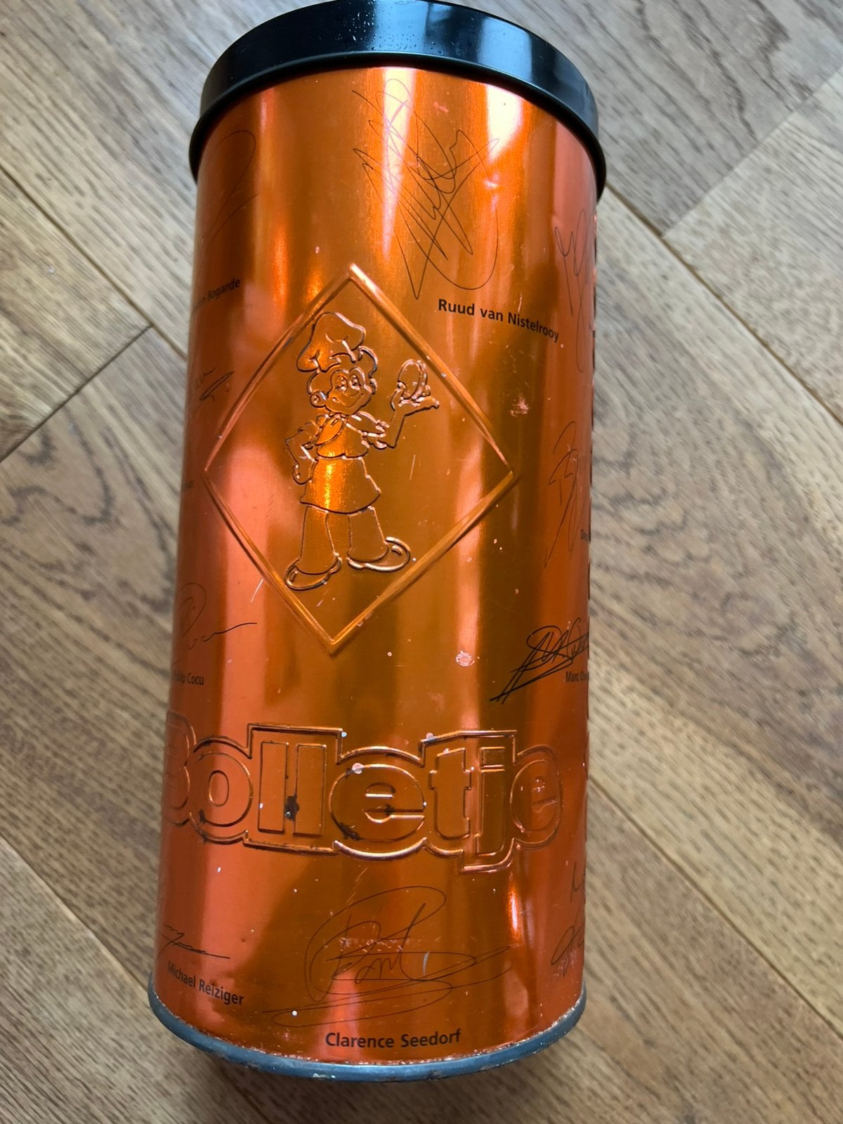 Bolletje Blik met handtekeningen Oranje voetbal, Ophalen of Verzenden, Overige