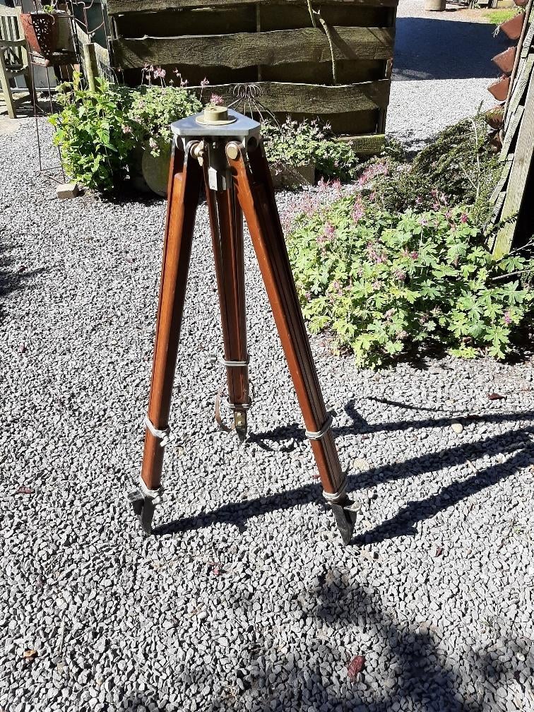 Mooi oud houten (landmeet) statief driepoot, Antiek en Kunst, Ophalen
