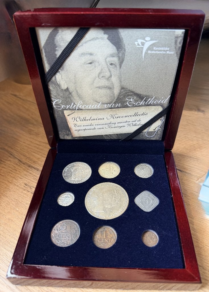 Wilhelmina Krooncollectie 1898–1948 – 9 originele munten, Setje, Zilver, Koningin Wilhelmina, Overige waardes