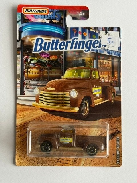 Matchbox '47 Chevy AD 3100 Butterfinger 1:64, Adres onbekend, Auto, Mail@onbekend.com, Ophalen of Verzenden