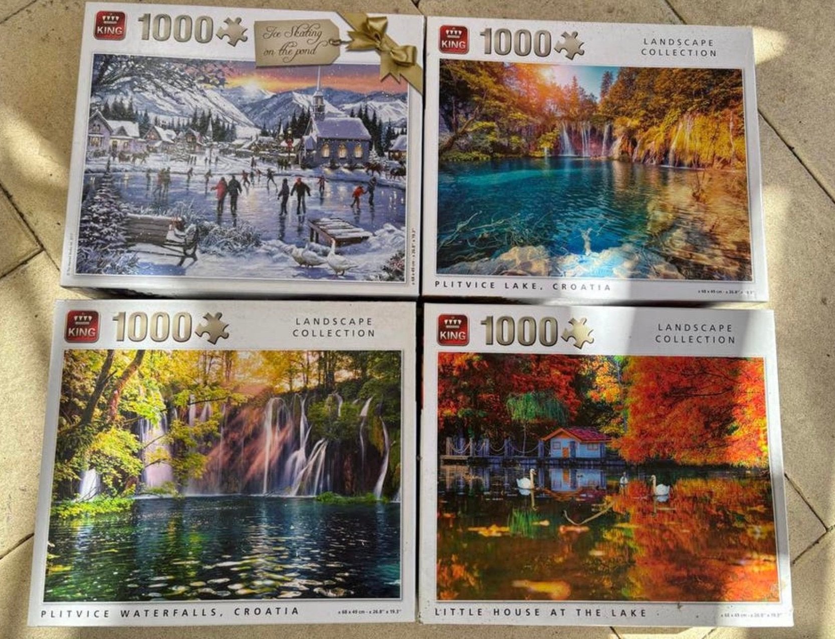 4x King Puzzels 1000 stukjes – Nieuwstaat, Ophalen of Verzenden, 500 t/m 1500 stukjes, Zo goed als nieuw, Legpuzzel